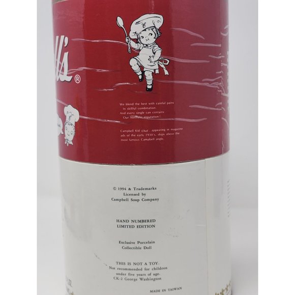 Campbell Soup Kids Doll George Washington With‎ Can 1994 Patricia Loveless - Picture 13 of 14